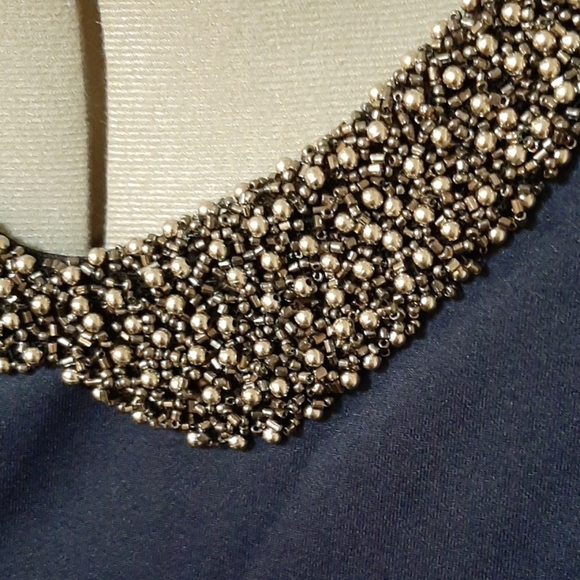 SIMONS TWIK Navy Blue Collar Midi Dress - Picture 2 of 5